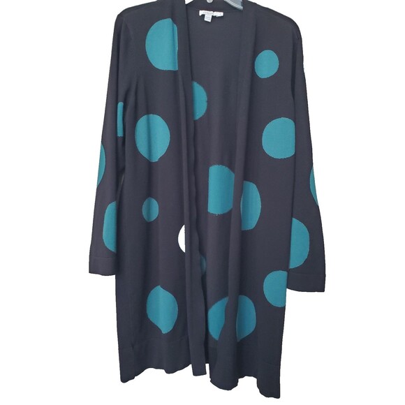 Chico's Spun Rayon Polka Dot Midi Open Front Long Sleeve Cardigan Sweater 3 (XL) - Picture 1 of 7